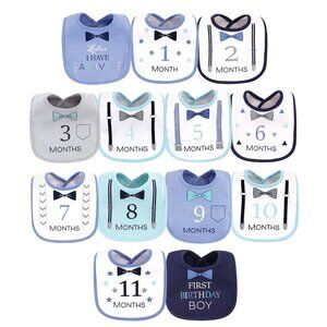 Hudson Baby Monthly Milestone Bibs 13-Pack, Ladies I Have Arrived, 0-12 Months